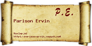 Parison Ervin névjegykártya